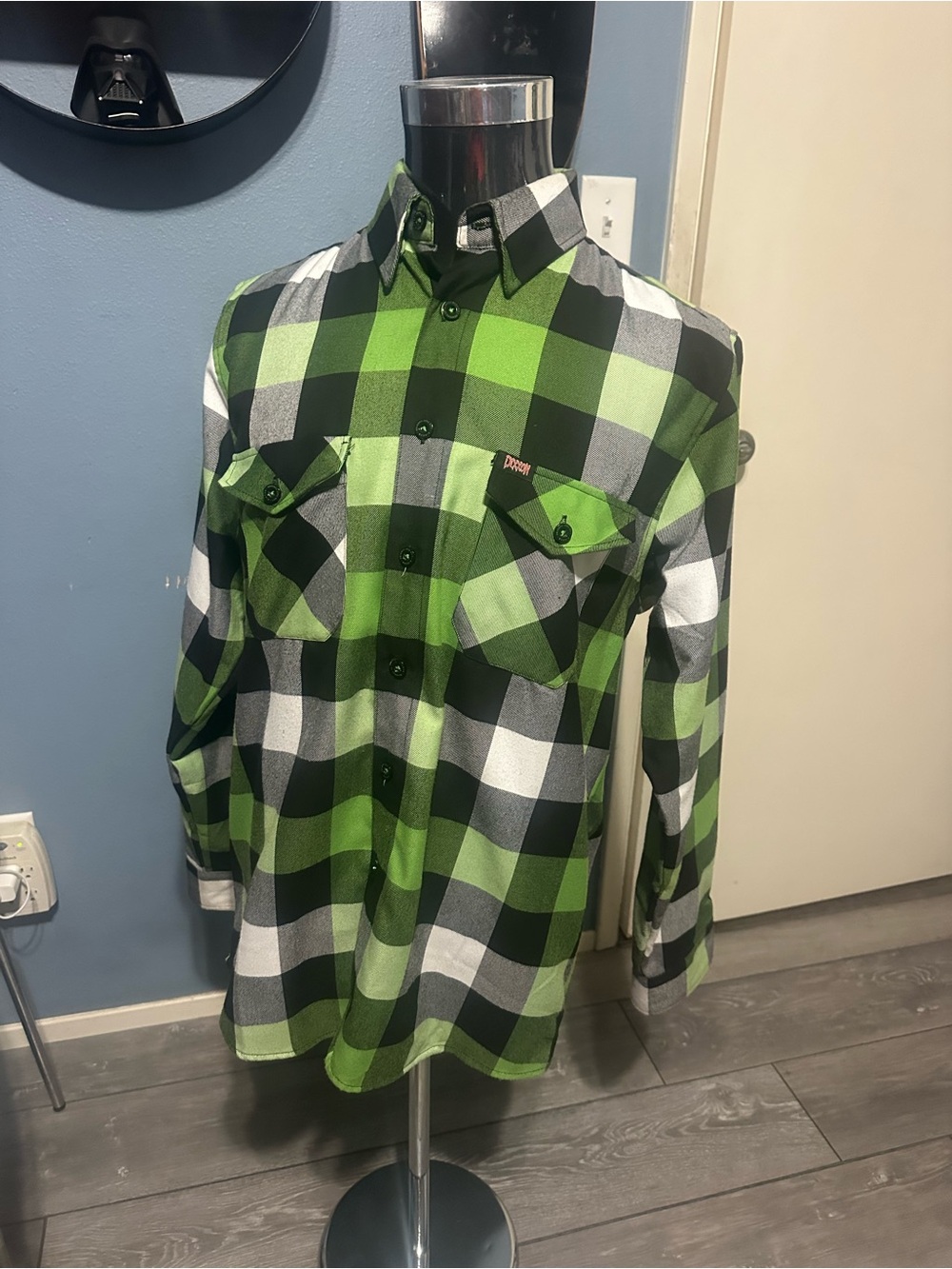 DIXXON Green Black White Plaid Button-Down Shirt